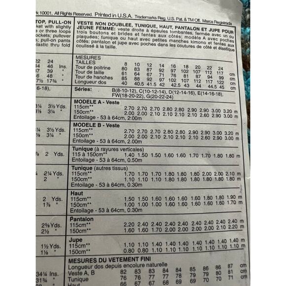 McCalls 7501 pattern jacket tunic top pull-on pants pullon skirt size 20 22 24 - Picture 6 of 7